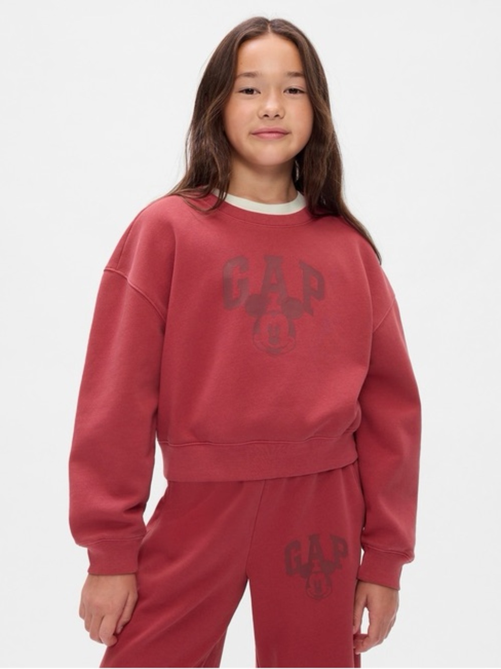 GAP Girls' Dusty Red Logo Crewneck Sweatshirt